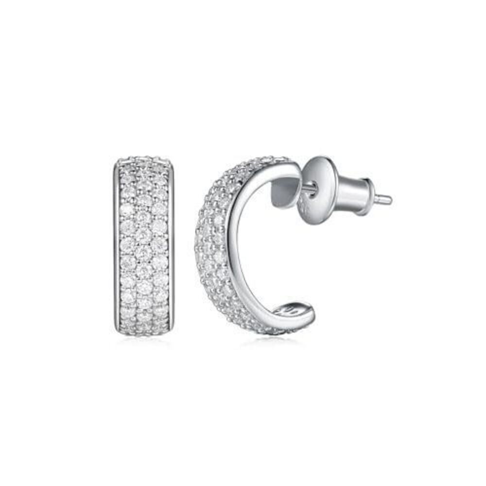 Moissanite Bling Half Huggie Hoop Earrings for Women 925 Sterling Silver Sparkl